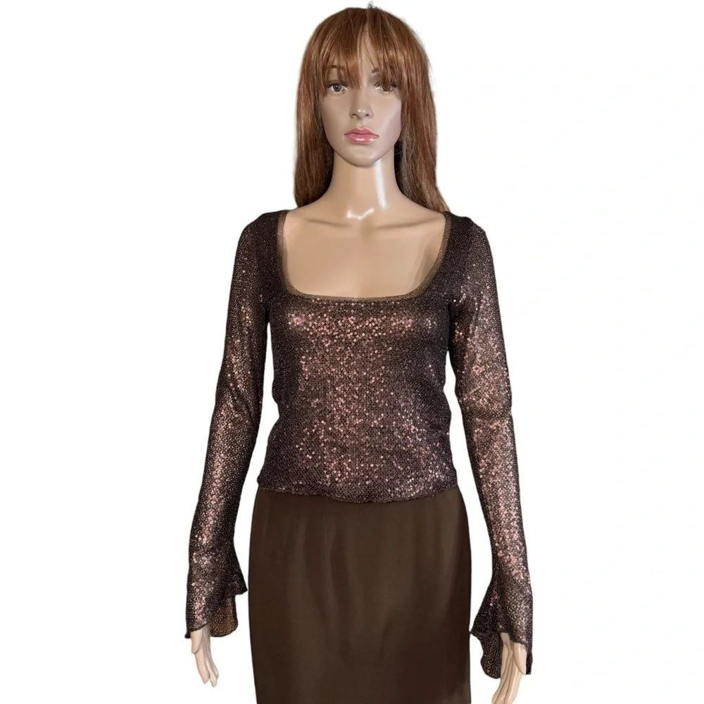 New Free People Late Night Disco Layering Hot Fudge Top Size S